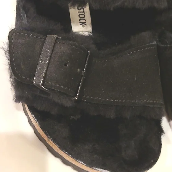 Birkenstock black Arizona genuine shearling lined sandal 37 or 40 - Picture 6 of 9